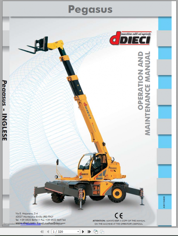 Dieci Telehandler Pegasus Operation Maintenance ManualEN 1