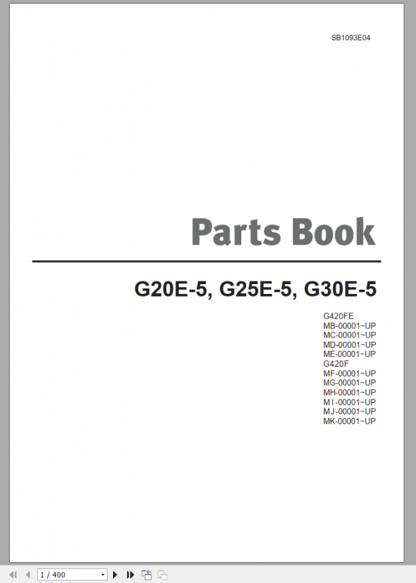 Doosan Forklift G35 40 45S 2   KB  K SERIES Parts BookEN 1 1