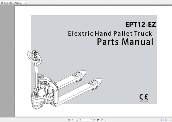 EP Electric Hand Pallet Truck EPT12 EZ Parts Manual 1