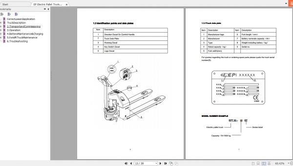 EP Electric Pallet Truck ETP20 1315ET Operation Manual 3