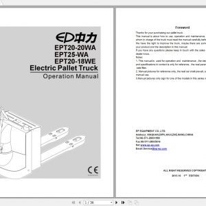 EP Electric Pallet Truck ETP20 20WA Operation Manual 1