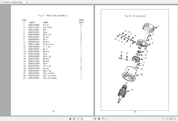 EP Electric Stacker ESET250 Series Parts Manual 3