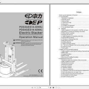 EP Electric Stacker PDS30 40 Operation Manual 1
