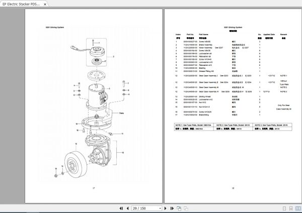 EP Electric Stacker PDS30 40 Parts Manual 3