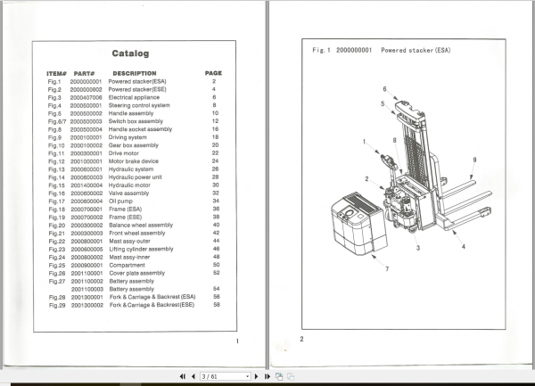 EP Forklift Truck ESAESE Part Manual 2