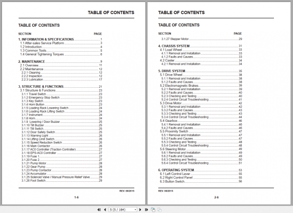 EP Forklift Truck JX1 Service Part Manual 2