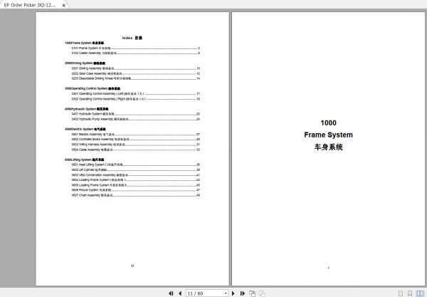 EP Order Picker JX2 126144 Parts Manual 2