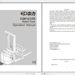 EP Reach Truck CQE1215S Operation Manual 1
