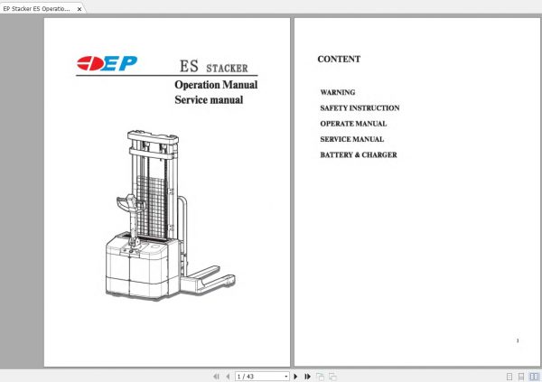 EP Stacker ES Operation Service Manual 1