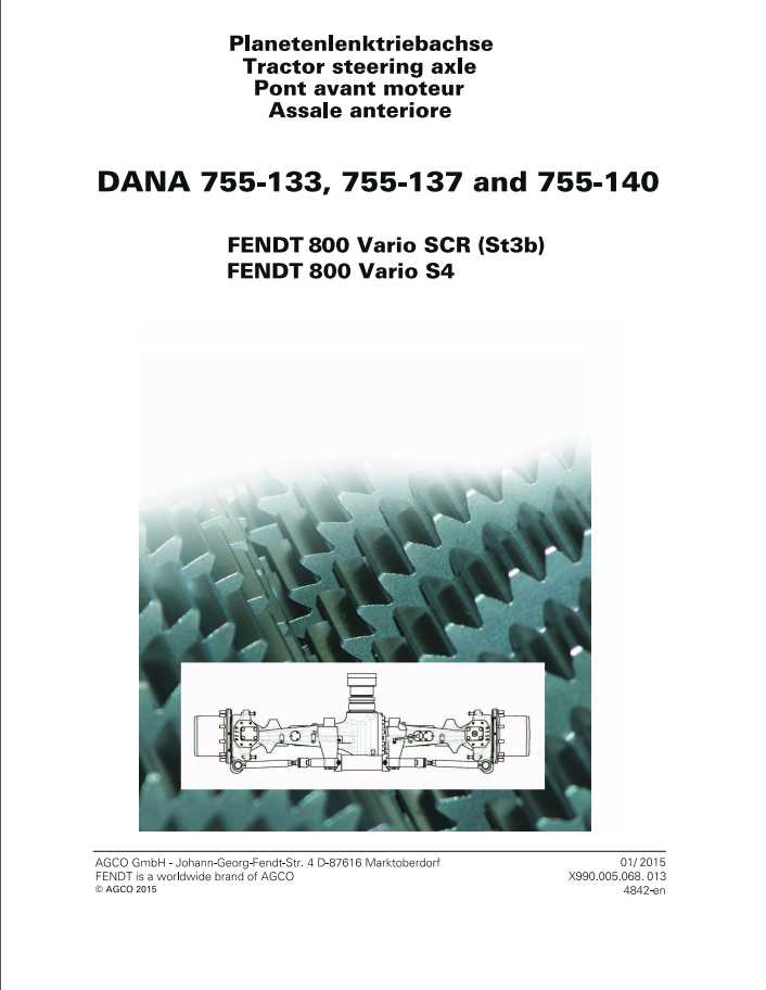 Fendt 800 Vario DANA Steer Axle Service Manual 1