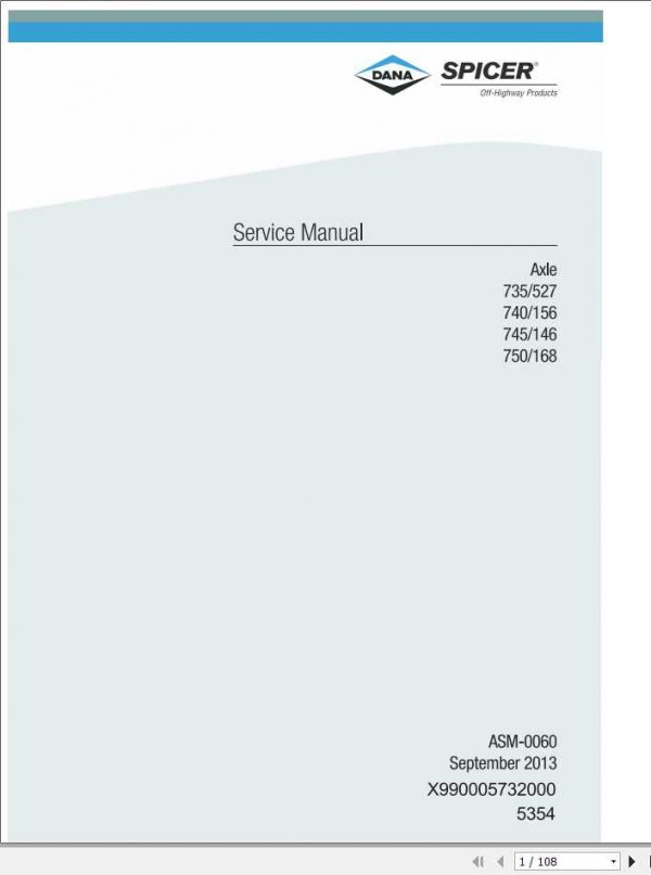 Fendt Tractor DANA Front Axle Sevice Manual72649818 1