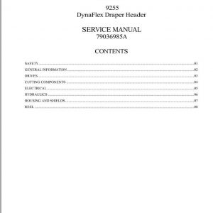 Gleaner 9255 DynaFlex Draper Header Service Manual79036985A 1