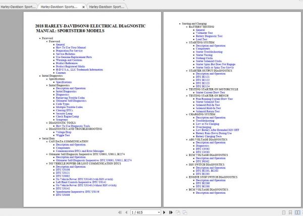 Harley Davidson Sportster 2018 Electrical Diagnostic Service Manual 2