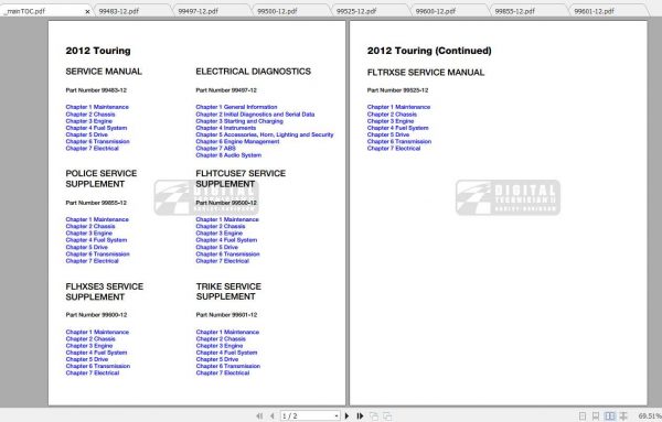 Harley Davidson Touring 2012 Electrical Diagnostics Service Manual 1