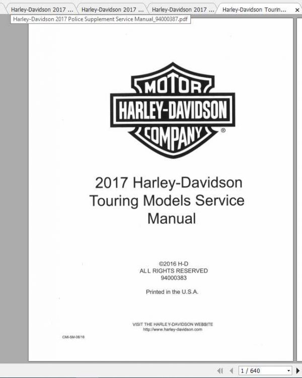 Harley Davidson Touring 2017 Service Manual 1