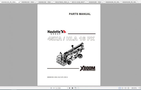 Haulotte Articulated Boom Lift 45XAHLA16PX Parts Manual 1