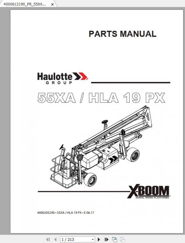 Haulotte Articulated Boom Lift 55XAHLA19PX Parts Manual 1