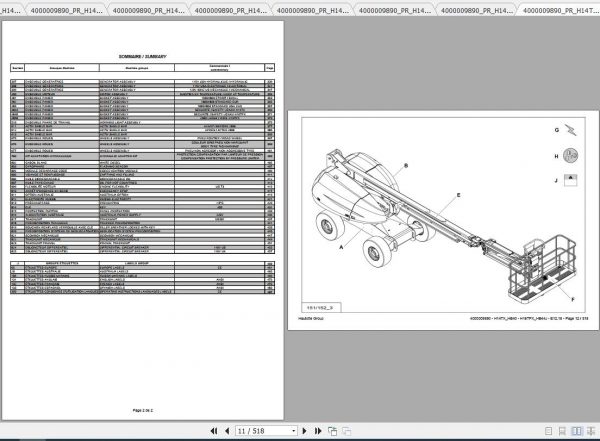 Haulotte Articulated Boom Lift H14TXH16TPX Parts Manual4000009890 2
