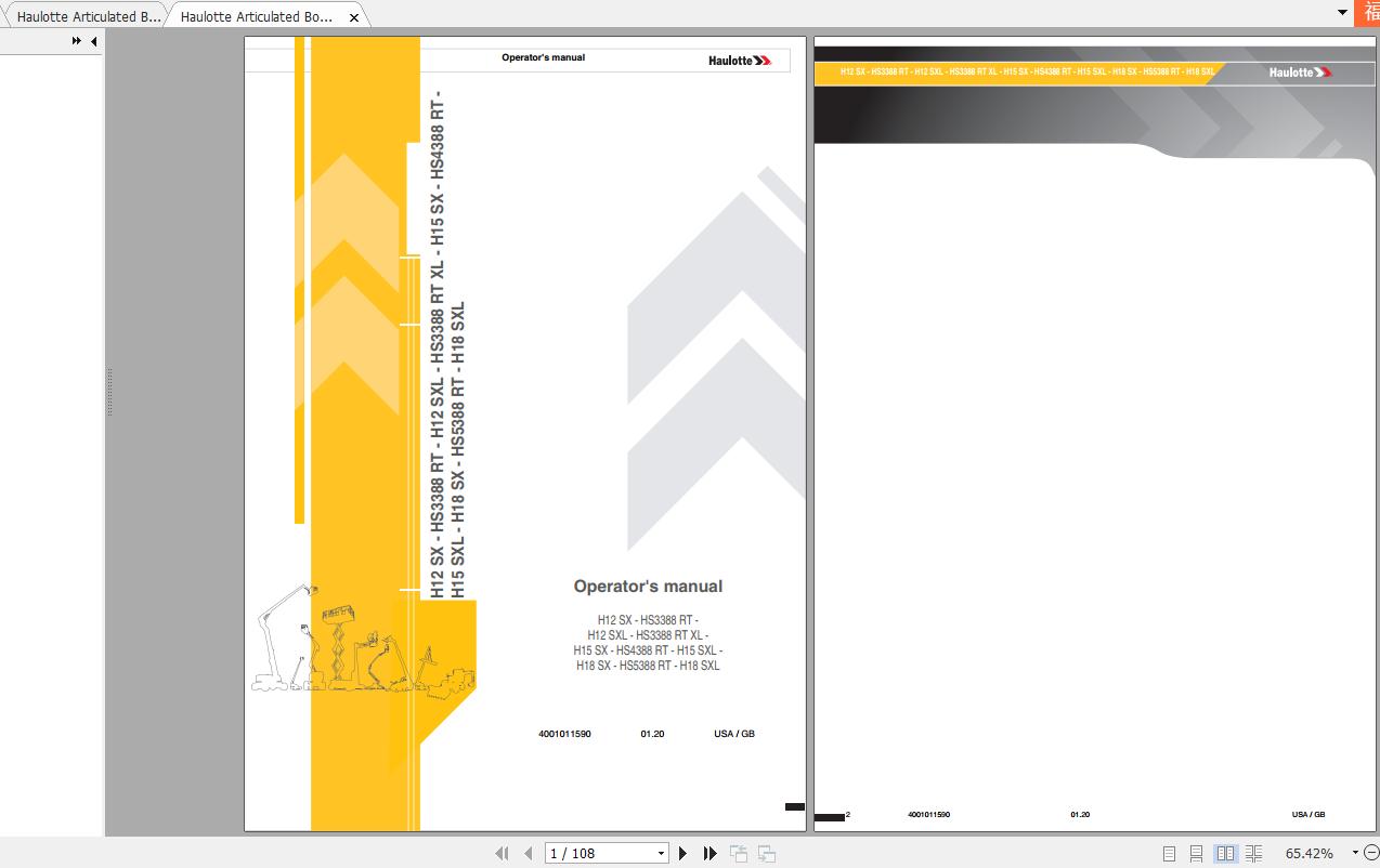 Haulotte Articulated Boom Lift HA12 18 Operators Manual 1