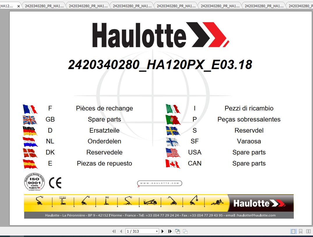 Haulotte Articulated Boom Lift HA120PX Parts Manual2420340280 1