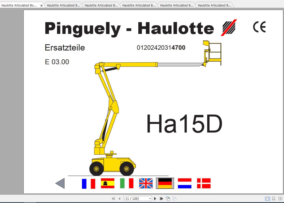 Haulotte Articulated Boom Lift HA1526 Spare Parts