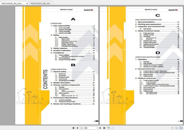 Haulotte Articulated Boom Lift HA16RTJ HA46RTJ Operators Manual 2
