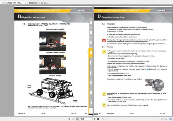 Haulotte Articulated Boom Lift HA16RTJ HA46RTJ Operators Manual 3