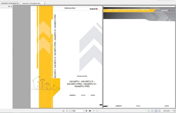 Haulotte Articulated Boom Lift HA16RTJ HA46RTJ Spare Parts Maintenance Manual 1