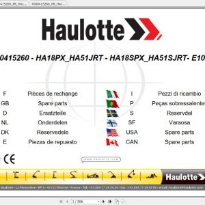 Haulotte Articulated Boom Lift HA18 HA51 Parts Manual4000415260 1