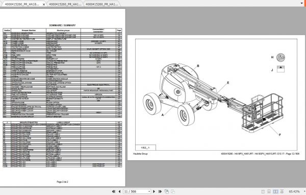 Haulotte Articulated Boom Lift HA18 HA51 Parts Manual4000415260 2