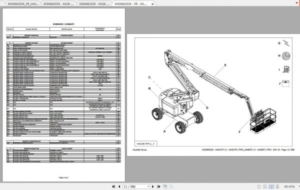 Haulotte Articulated Boom Lift HA26 80 RTJ PRO Parts Manual4000662530 2