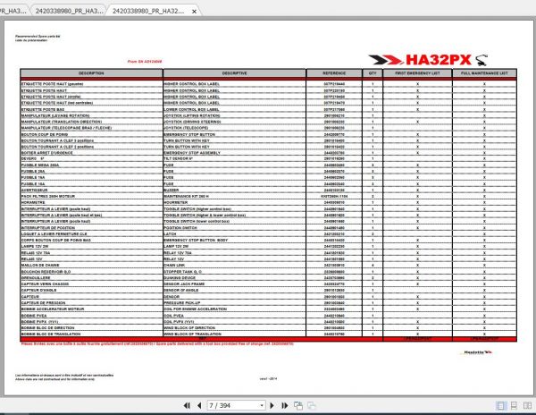 Haulotte Articulated Boom Lift HA32PXHA100JRT Parts Manual2420338980 1