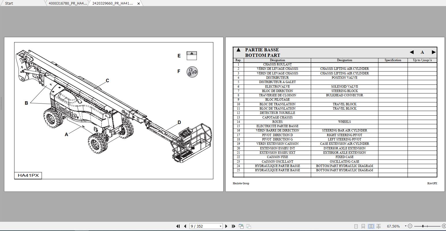 Haulotte Articulated Boom Lift HA41PX Parts Manual