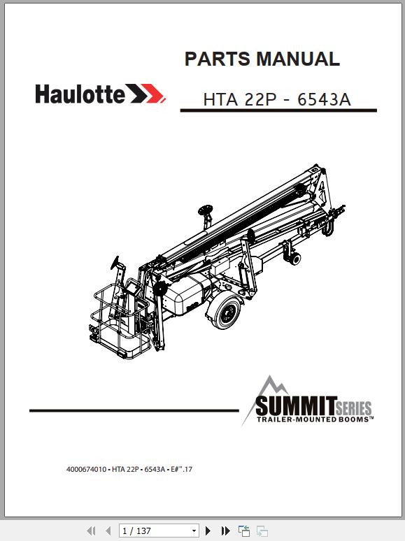 Haulotte Articulated Boom Lift HTA22P 6543A Parts Manual4000674010 1