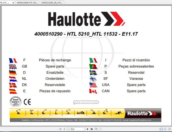 Haulotte Articulated Boom Lift HTL301035104010 Parts Manual4000090190 1 1