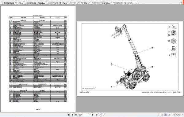Haulotte Articulated Boom Lift HTL301035104010 Parts Manual4000090190 2