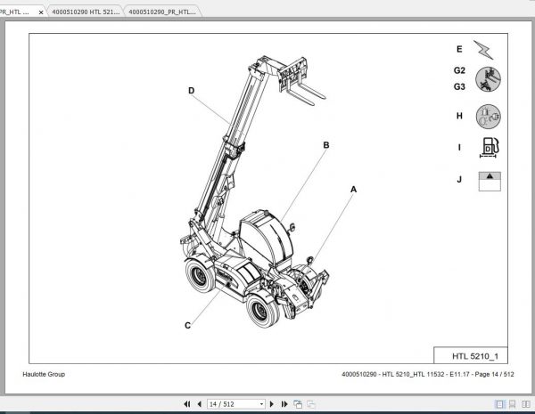 Haulotte Articulated Boom Lift HTL5210 11532 Parts Manual4000510290 2