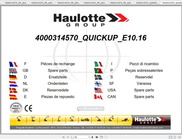 Haulotte Articulated Boom Lift QUICKUP Parts Manual4000314570 1