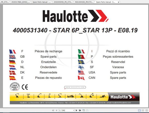 Haulotte Articulated Boom Lift Star Parts Catalogue 2