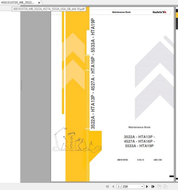 Haulotte Articulated Boom Lifts 352245275533A Maintenance Manual4001010720 1