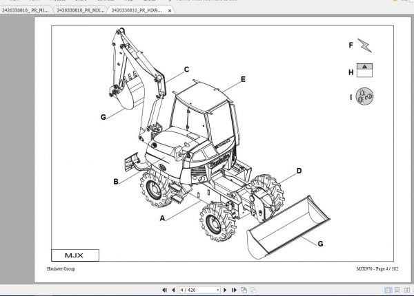 Haulotte Backhoe Loader MJX970 Parts Manual2420330810 2