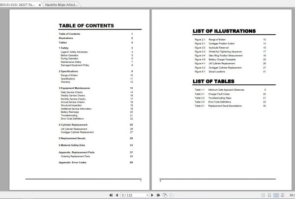 Haulotte Bil jax Articulated Boom Lift 2622T Parts and Service Manual 2