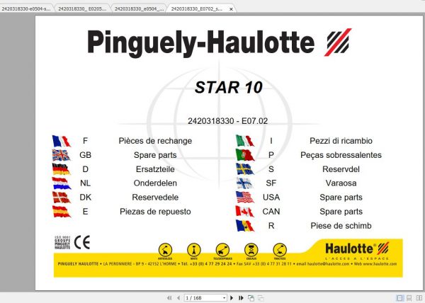 Haulotte Bom Lift Star 10 Parts Manual2420318330 1