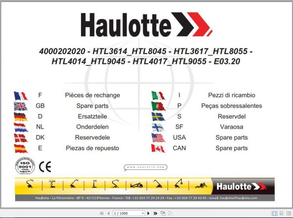 Haulotte Lift Telehandler HLT 3614 9055 Spare Parts4000202020 1