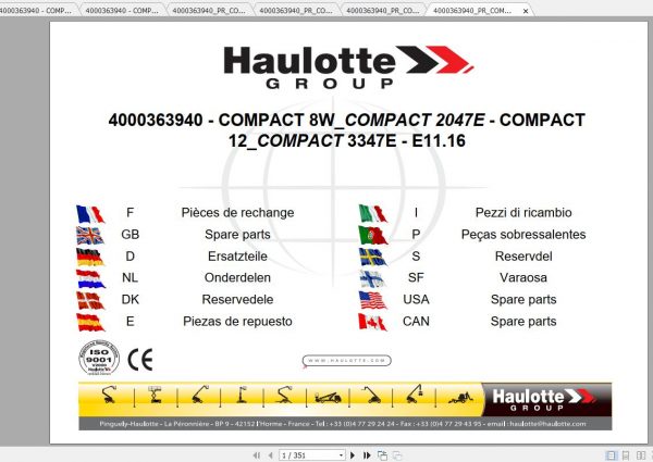 Haulotte Scissor Lift Compact 8 Parts Manual 2