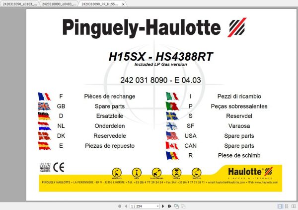Haulotte Scissor Lift Compact HS15SX Parts Manual2420318090 1