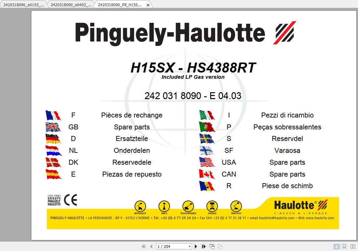 Haulotte Scissor Lift Compact HS15SX Parts Manual2420318090 1