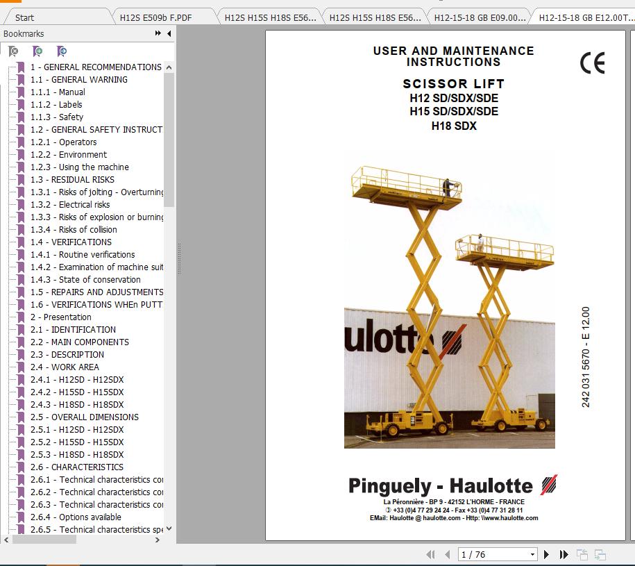 Haulotte Scissor Lift H12 18 User and Maintenance Instructions 1