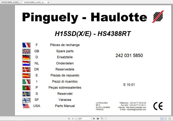 Haulotte Scissor Lift H15SD Parts Manual2420315850 1