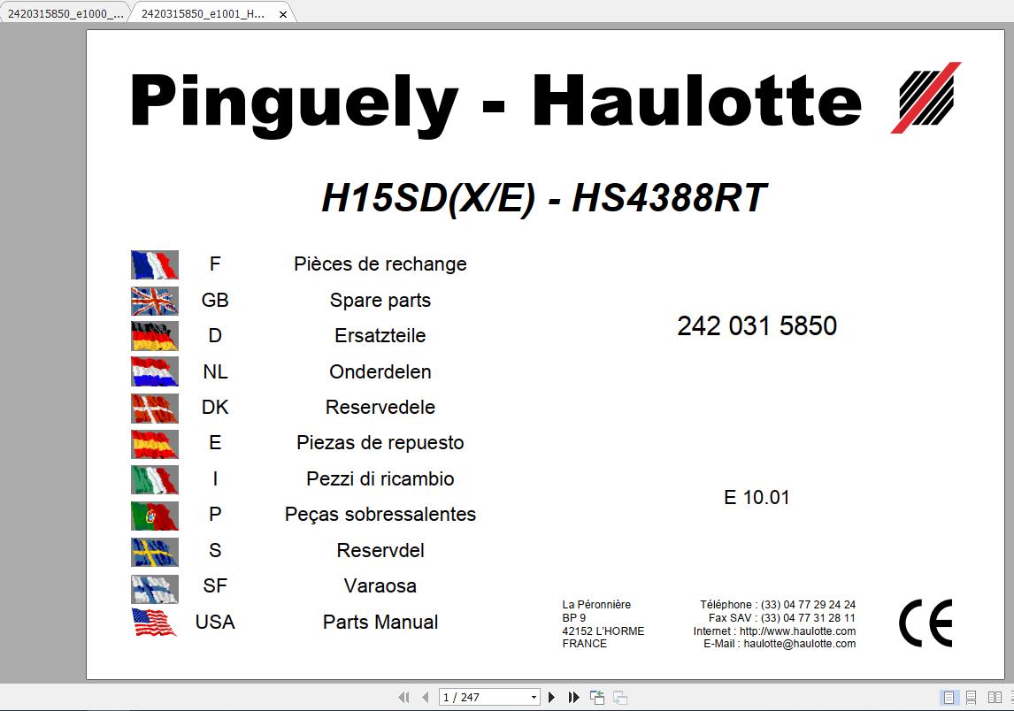 Haulotte Scissor Lift H15SD Parts Manual2420315850 1
